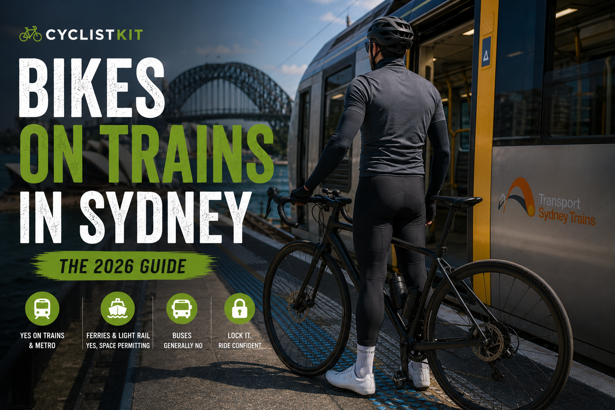 Cyclist taking a bike on a Sydney train