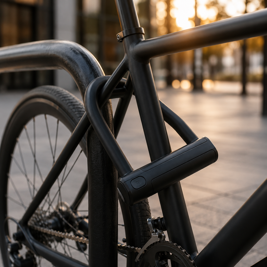 Bike lock and security gear protecting a bicycle