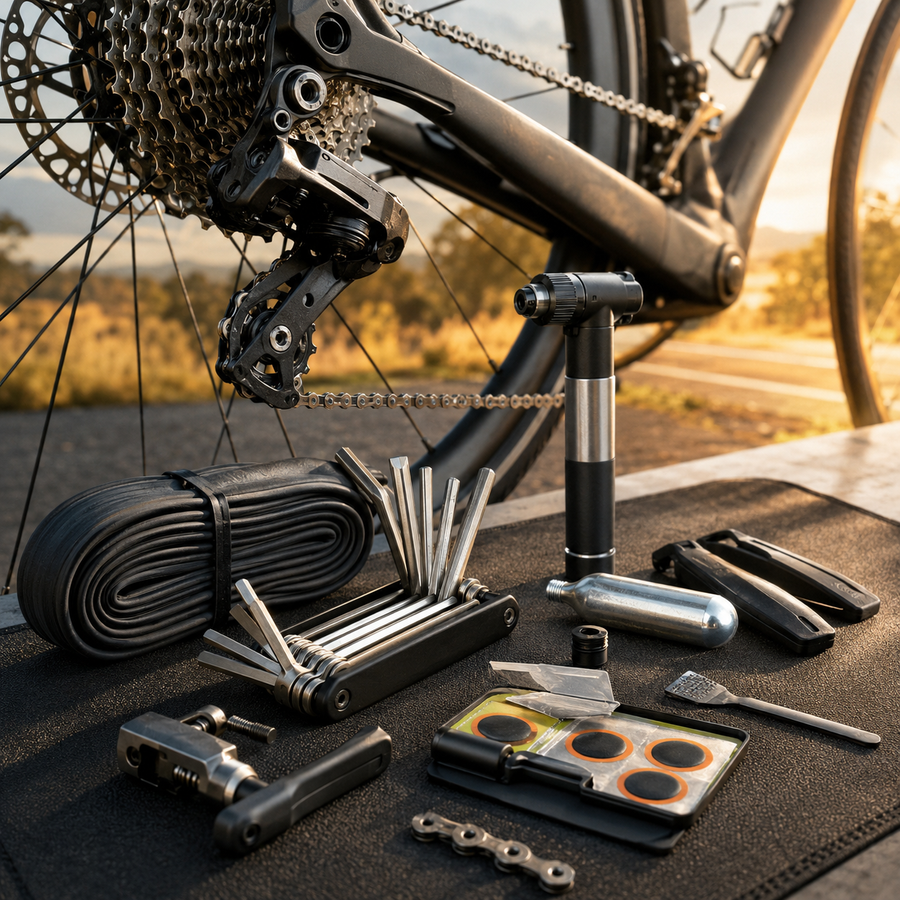 Bike maintenance and repair tools for roadside fixes