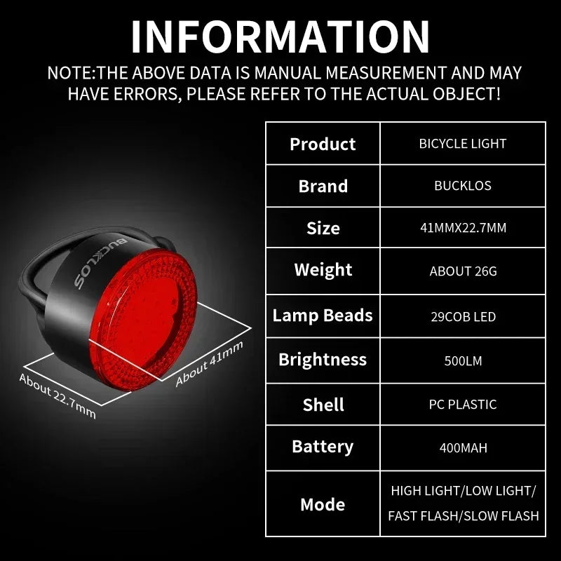Round COB bike tail light red - view 3