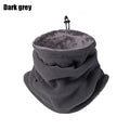 Fleece neck gaiter worn as neck warmer