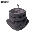 Fleece neck gaiter worn as neck warmer