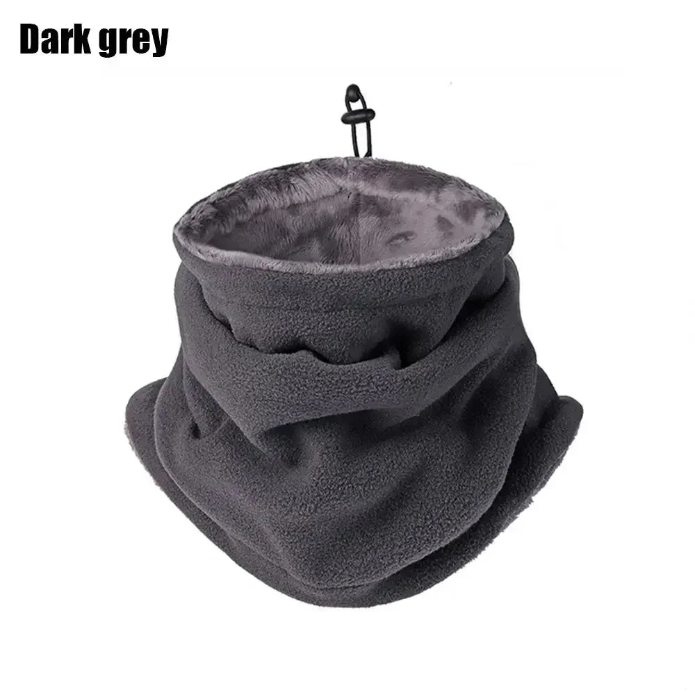 Fleece neck gaiter worn as neck warmer