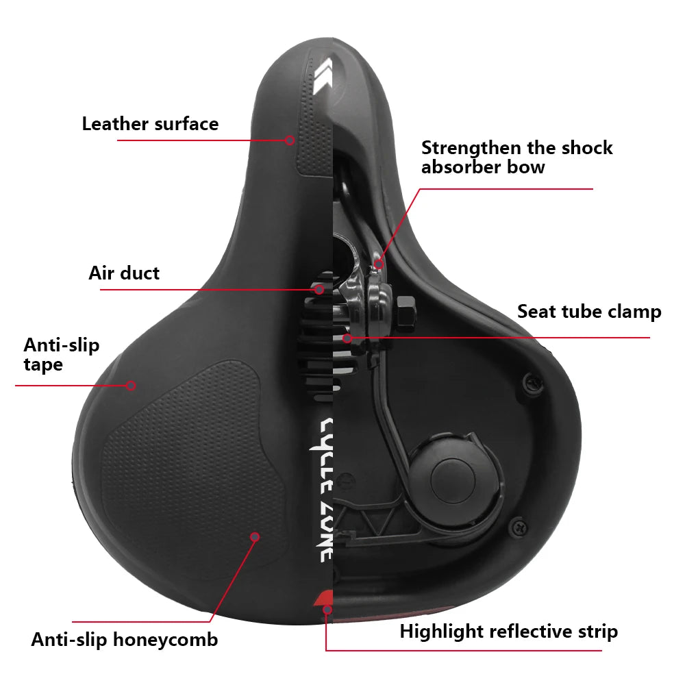 Hollow Breathable Bike Saddle — Shock-Absorbing, Reflective Tail