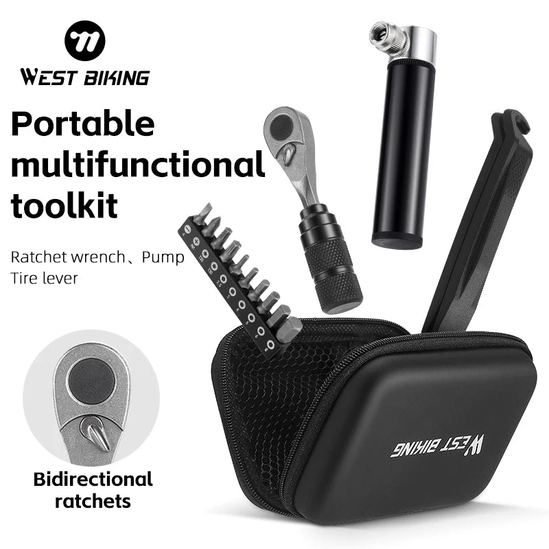 WEST BIKING Repair Tool Kit — Ratchet Wrench & Tire Levers