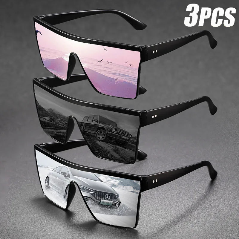 Oversized shield sunglasses UV400 mirror lens main view
