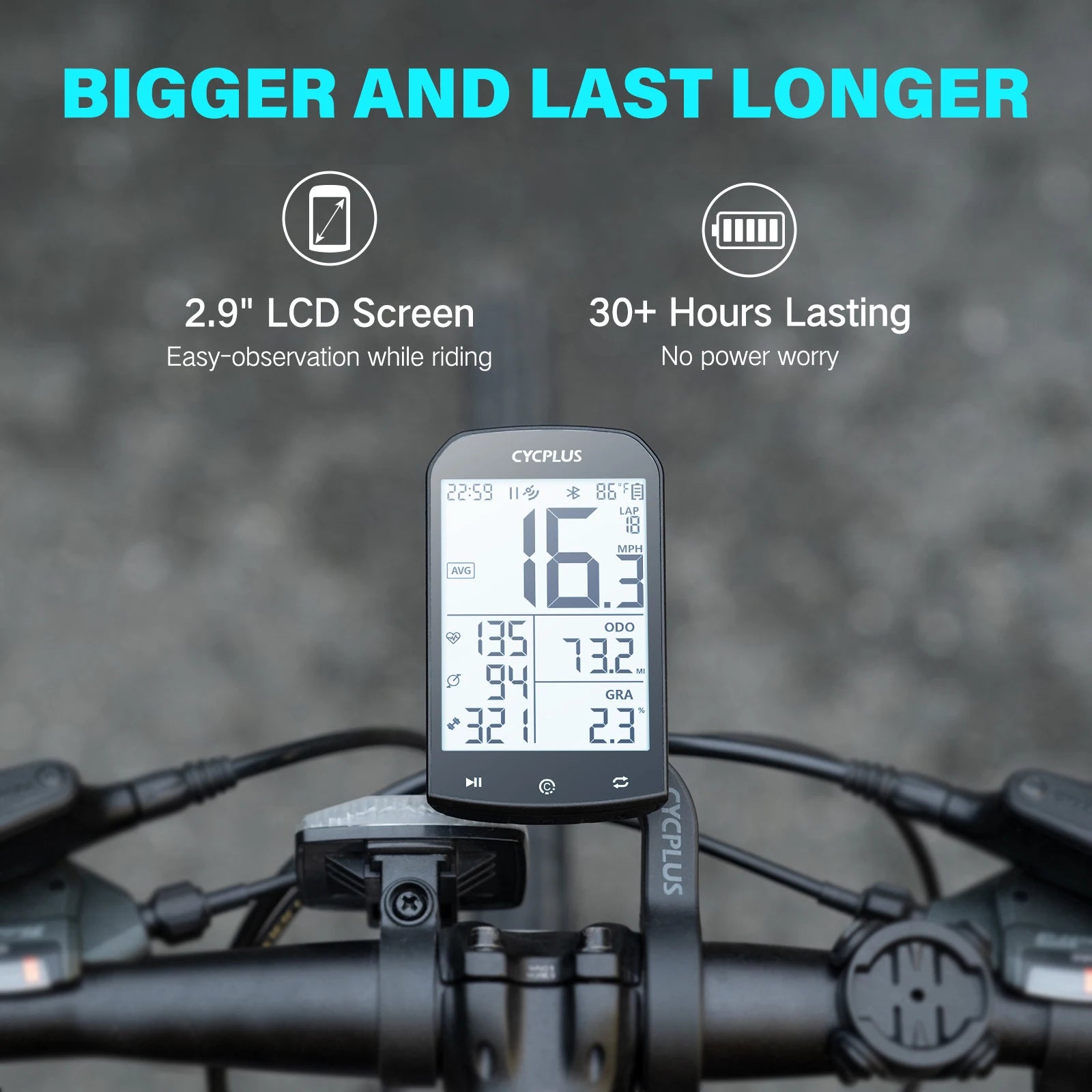 CYCPLUS M1 mounted on handlebar with Z1 mount - view 3