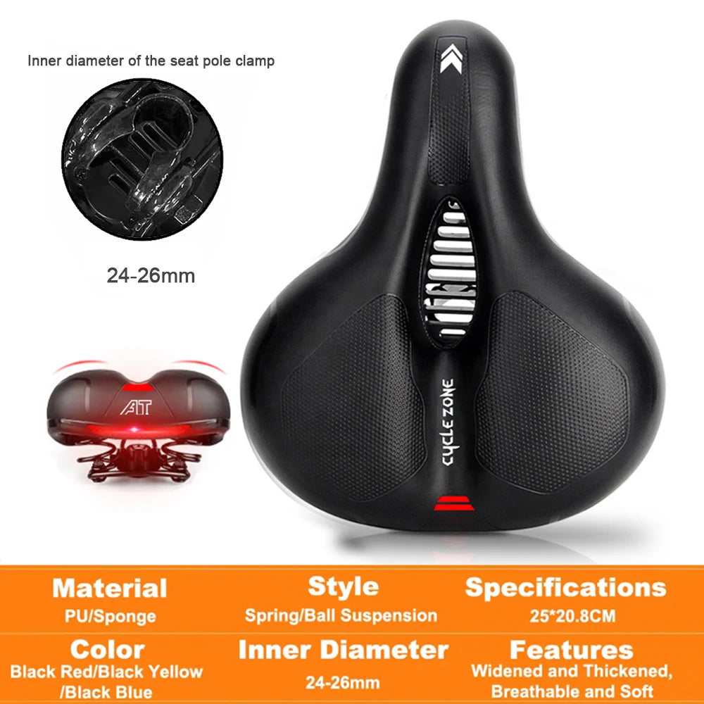 Hollow Breathable Bike Saddle — Shock-Absorbing, Reflective Tail