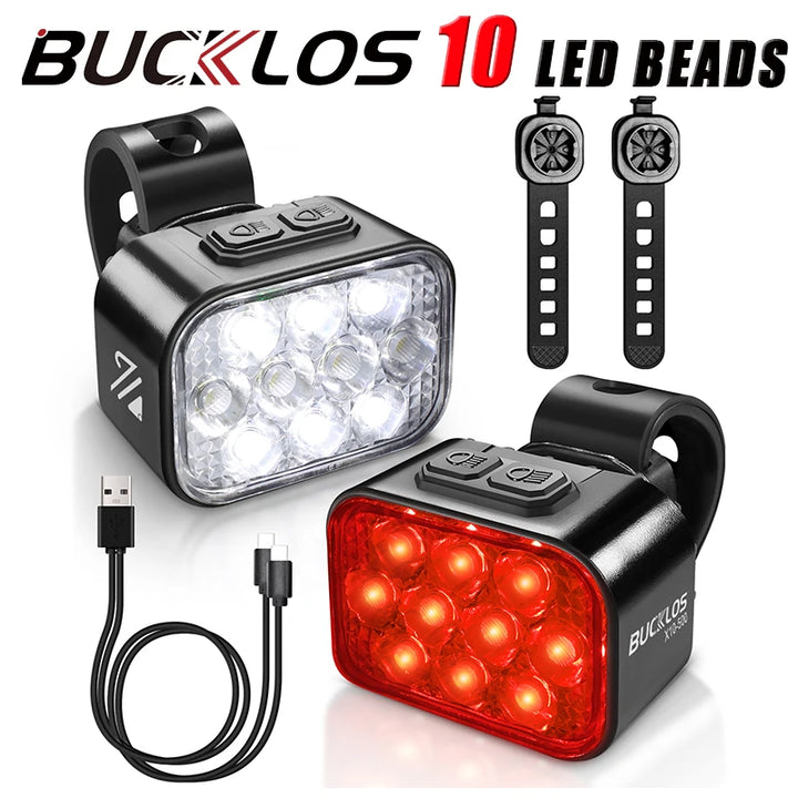 BUCKLOS bike light set 1100mAh LED and COB - main view