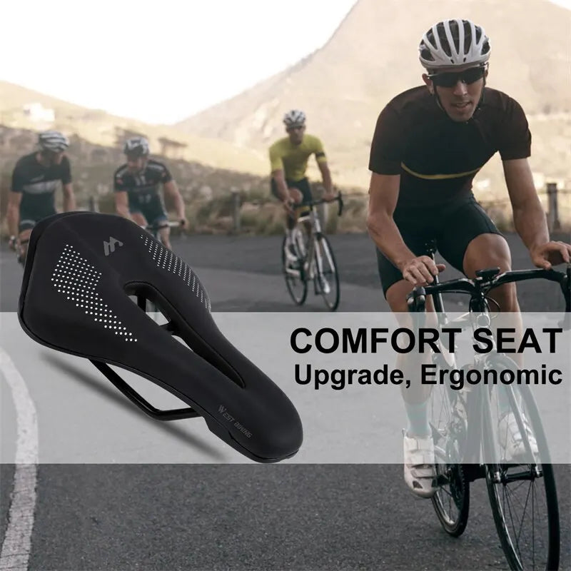 WEST BIKING Ultralight Hollow Saddle — PU Leather, Short Nose