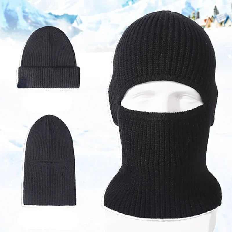 2-in-1 balaclava beanie worn as regular hat
