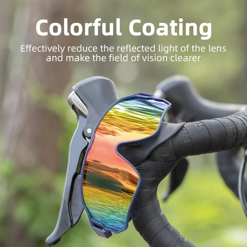 ROCKBROS large frame sunglasses navy blue fire mirror - view 2