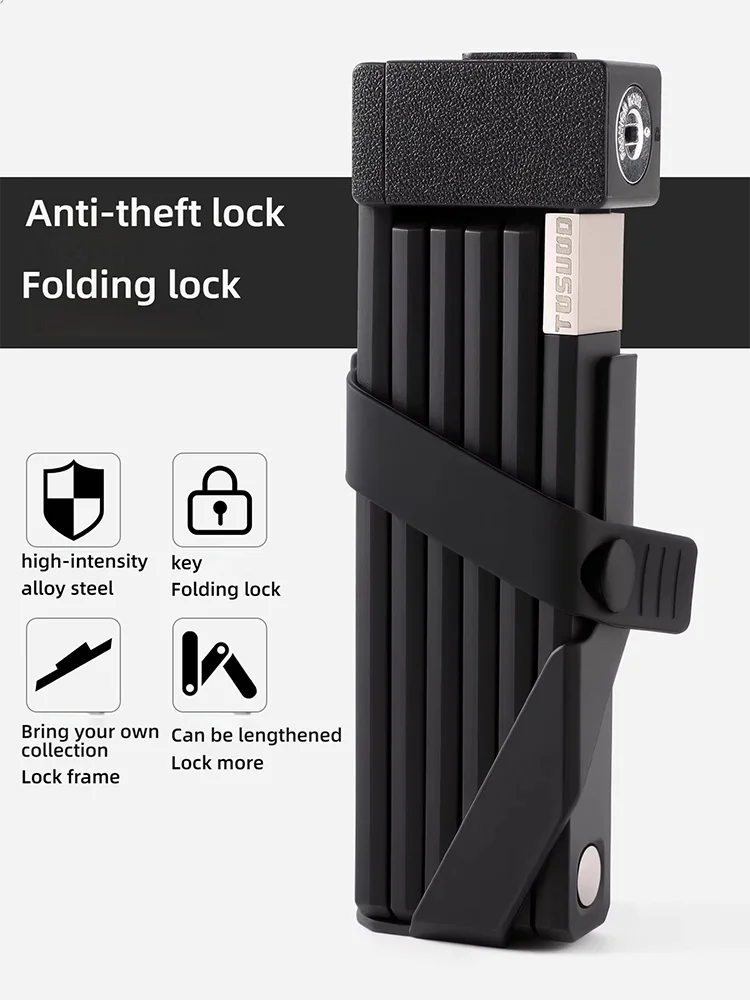 Zinc alloy folding lock e-bike compatible - view 2