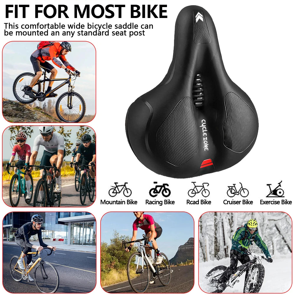 Hollow Breathable Bike Saddle — Shock-Absorbing, Reflective Tail