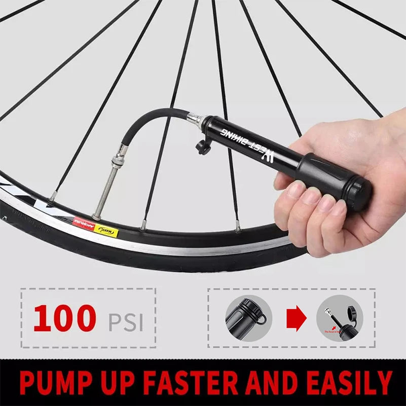WEST BIKING Mini Bike Pump — 100PSI Aluminum Alloy