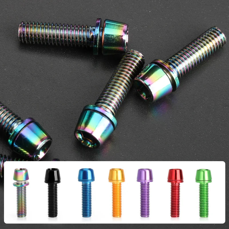 Colourful stem screws installed on bike - view 4