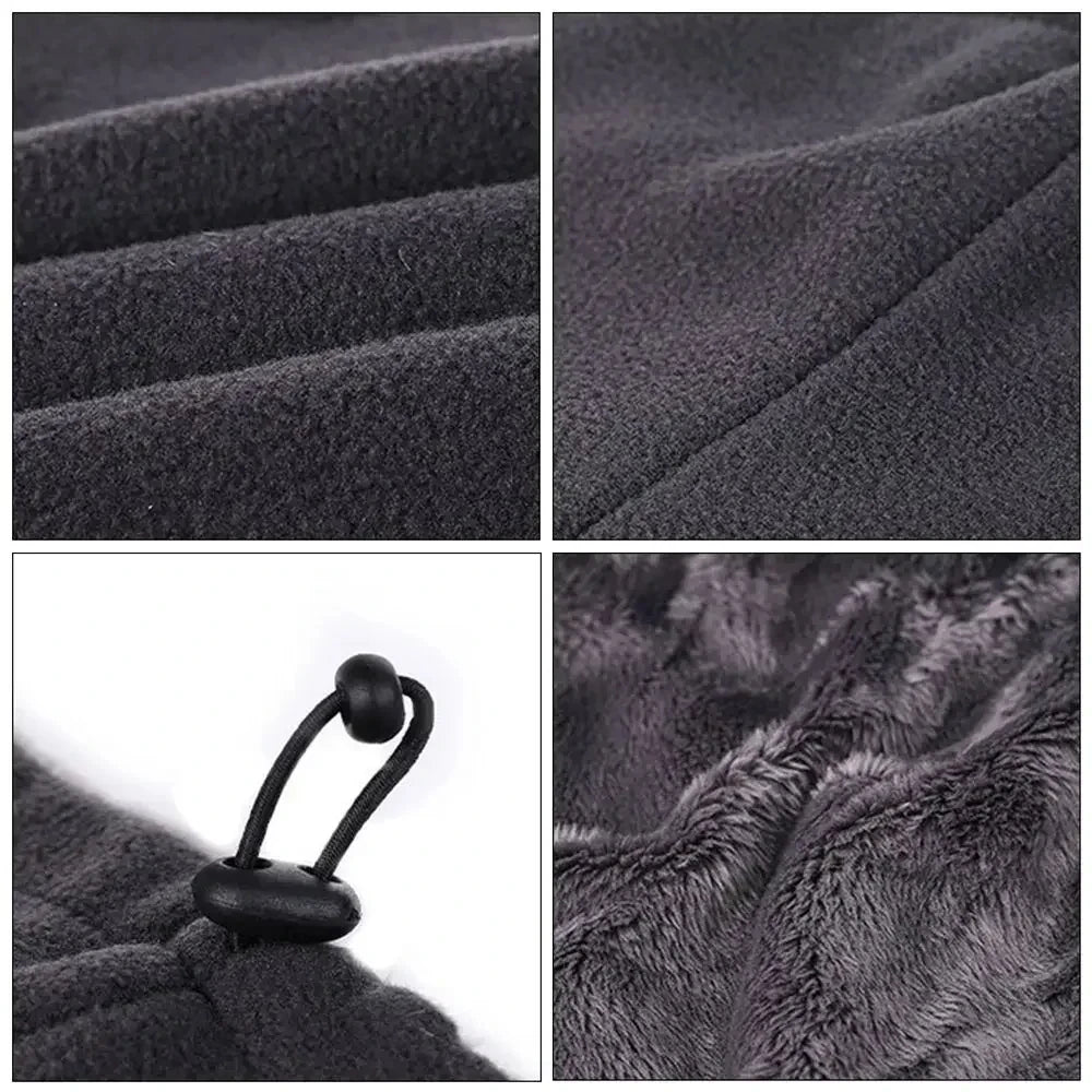 Neck gaiter worn as face mask on rider