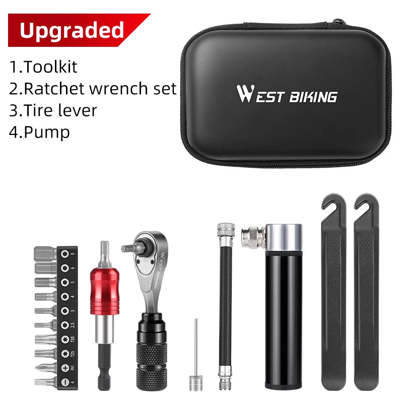 WEST BIKING Repair Tool Kit — Ratchet Wrench & Tire Levers