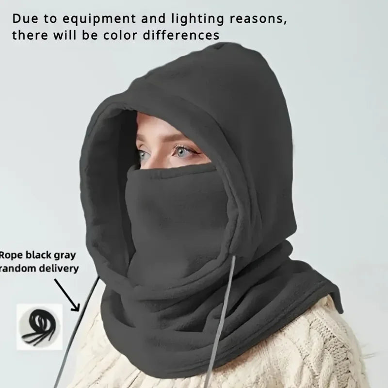 Unisex thermal fleece balaclava hood with drawstring - view 2