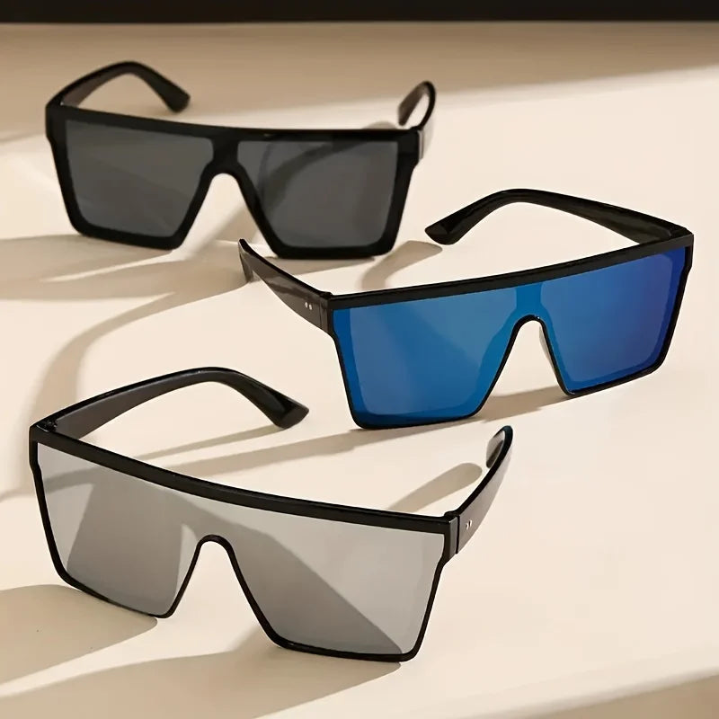 Oversized sunglasses worn on model