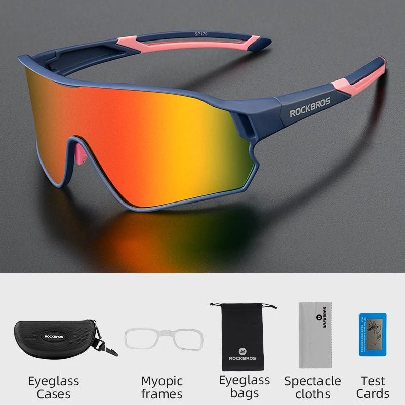 ROCKBROS UV400 large frame sunglasses worn cycling - view 14