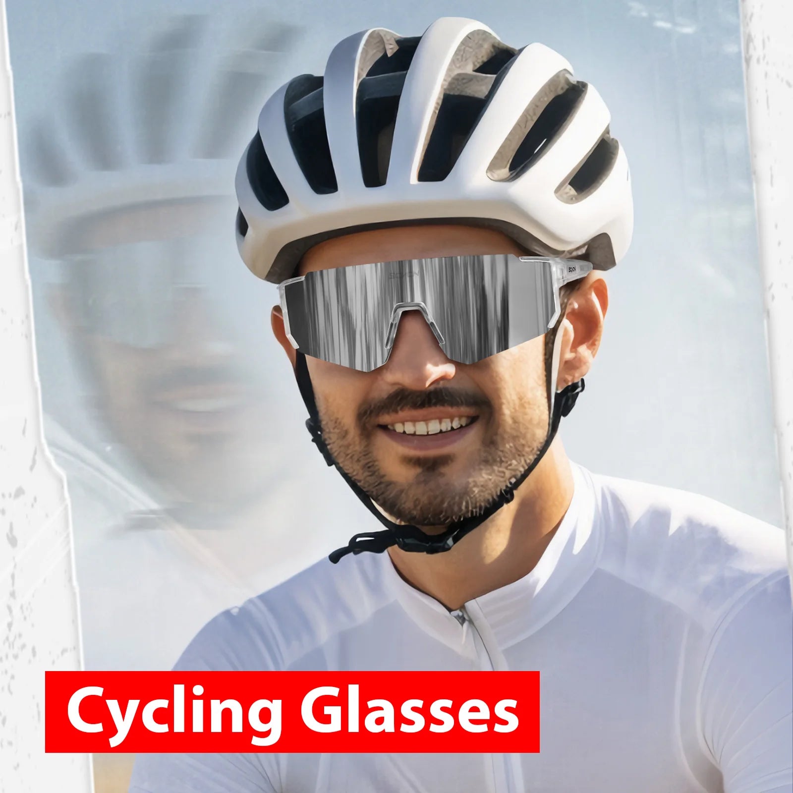 Cycling sunglasses worn on road bike - view 3