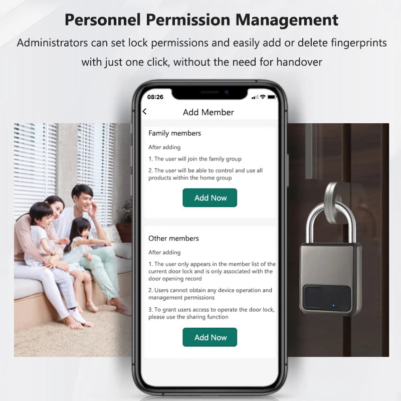 Fingerprint padlock grey champagne gold - view 5