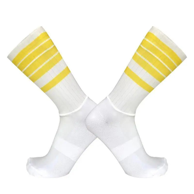 Cycling socks yellow stripe colourway - view 7
