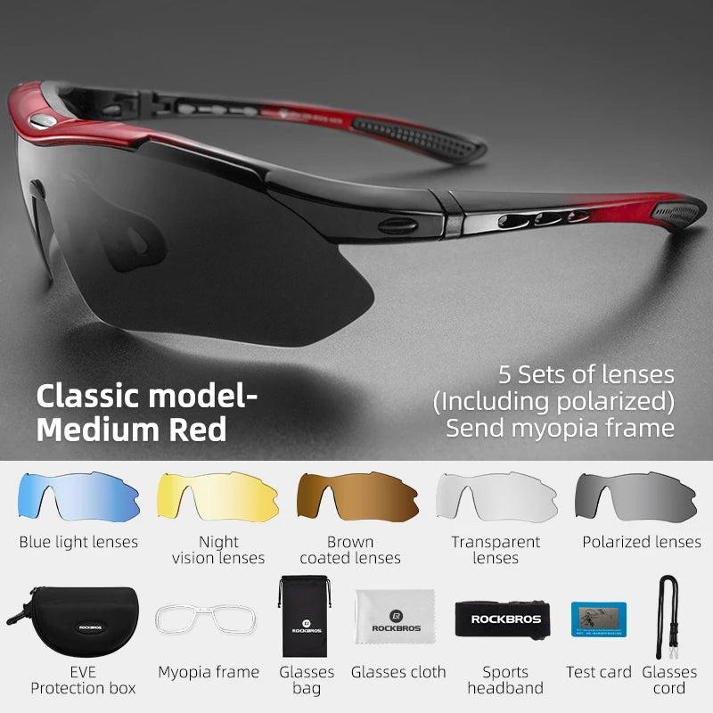 Polarized cycling sunglasses 5 interchangeable lenses - main view