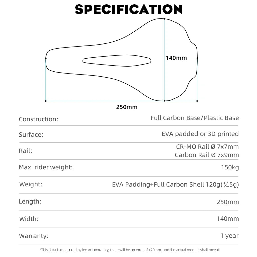 RYET Ultimate Carbon Saddle — 120g, 250x140mm