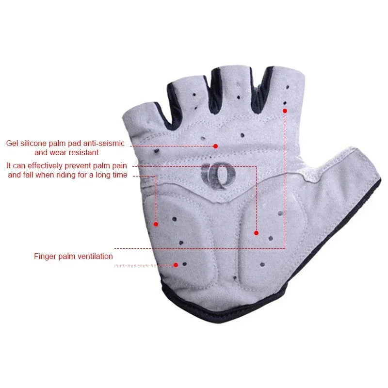 Half finger bike gloves red colour - view 3