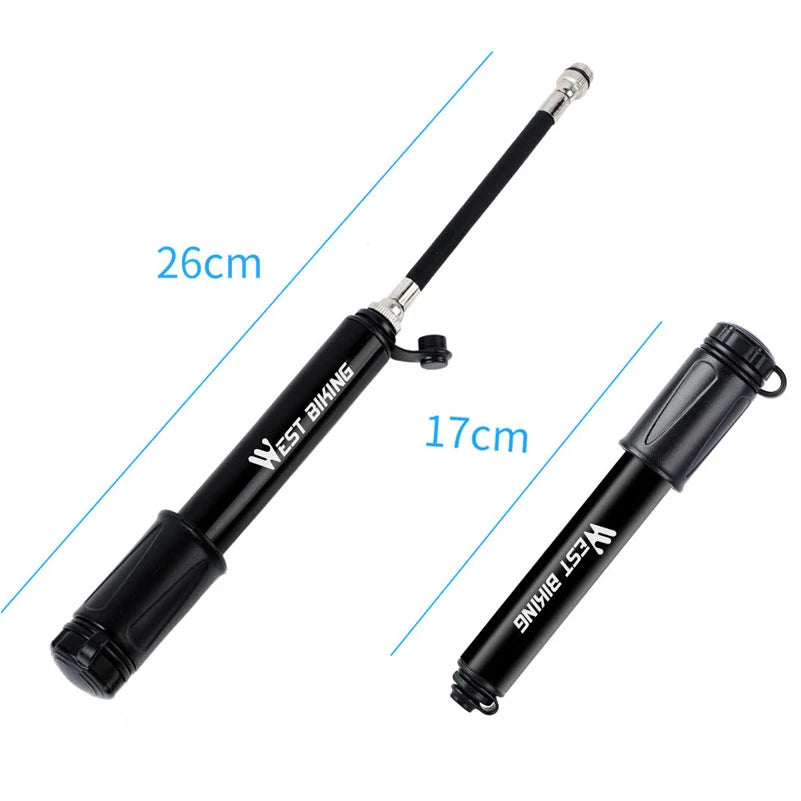 WEST BIKING Mini Bike Pump — 100PSI Aluminum Alloy
