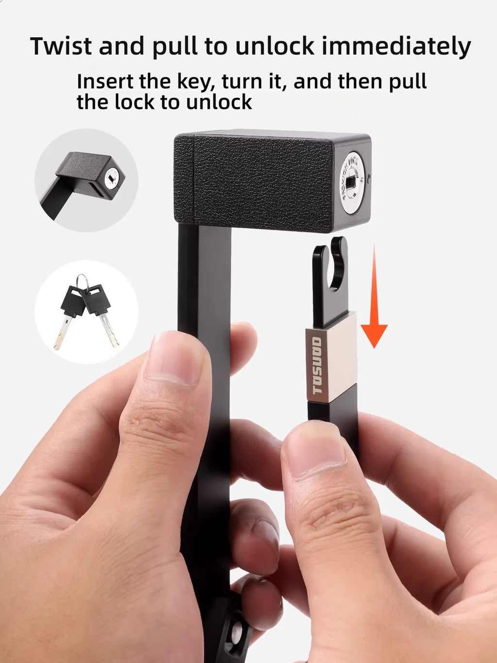Folding bike lock mounted on frame - view 5