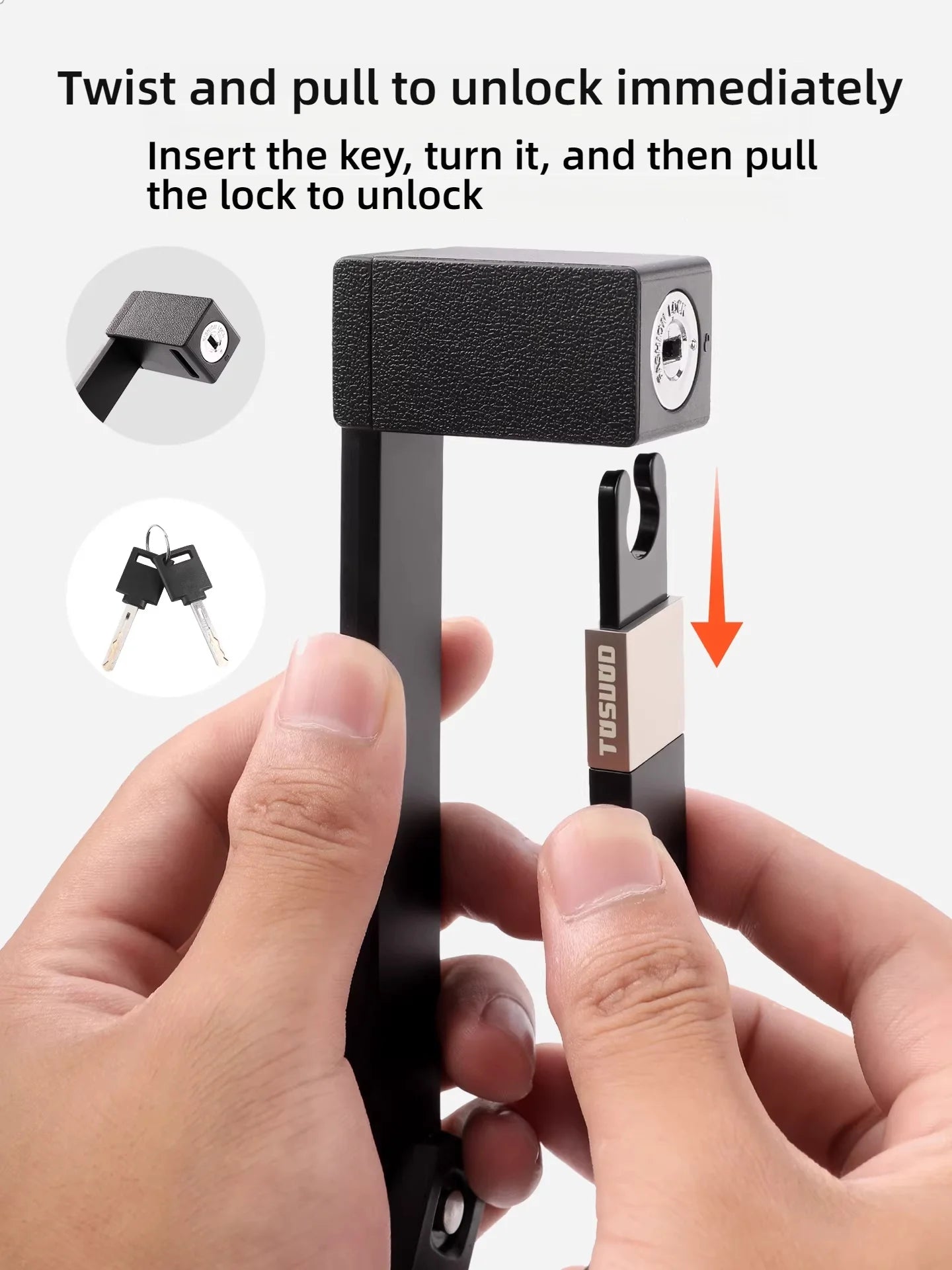 Folding bike lock mounted on frame - view 5