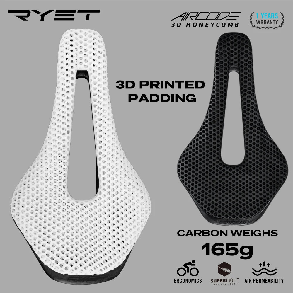 RYET Aircode 3D-Printed Carbon Saddle — 255x150mm