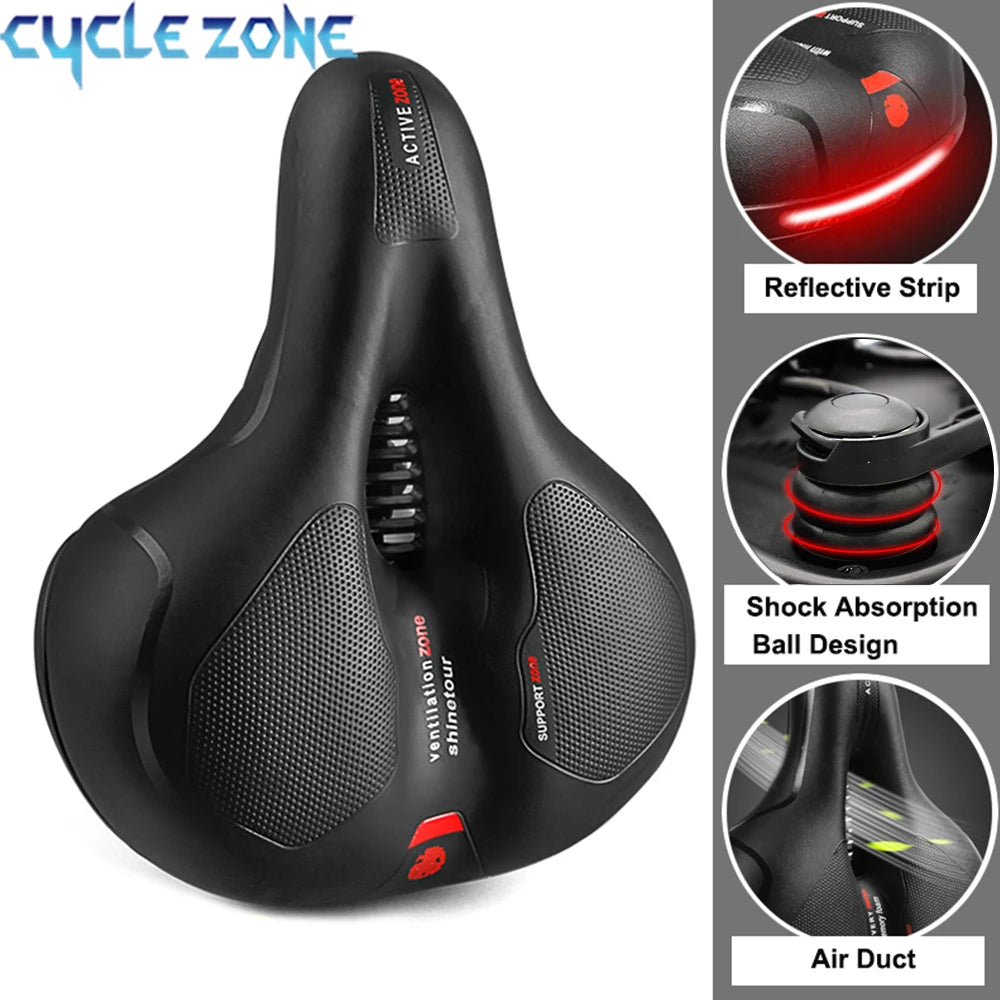 Hollow Breathable Bike Saddle — Shock-Absorbing, Reflective Tail
