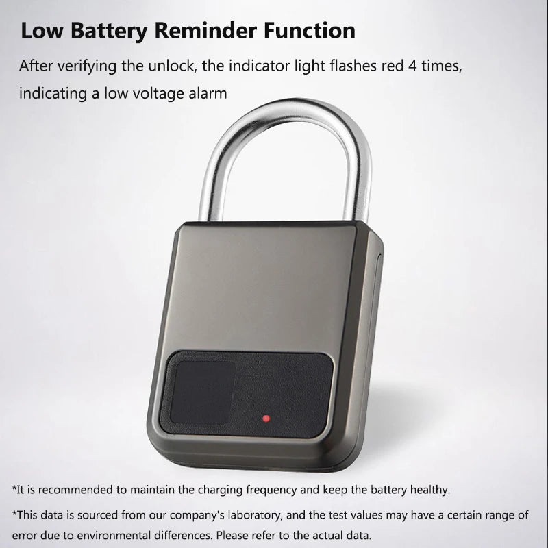 Fingerprint padlock black colour USB backup - view 2