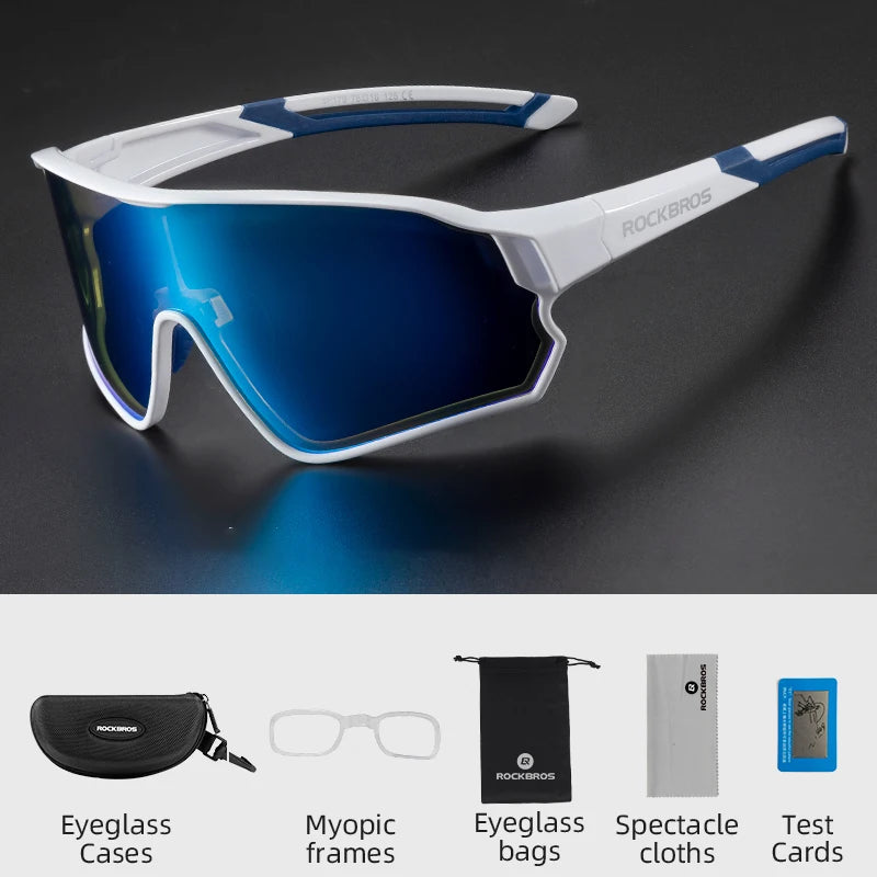 Black cycling sunglasses fire mirror lens - view 7