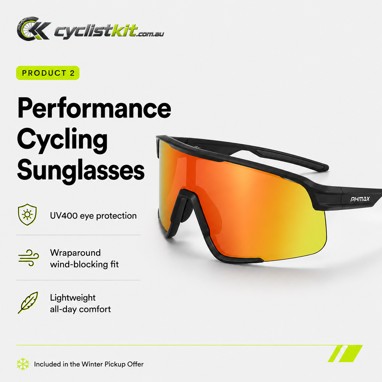 Performance cycling sunglasses included in the CyclistKit Winter Pickup Offer